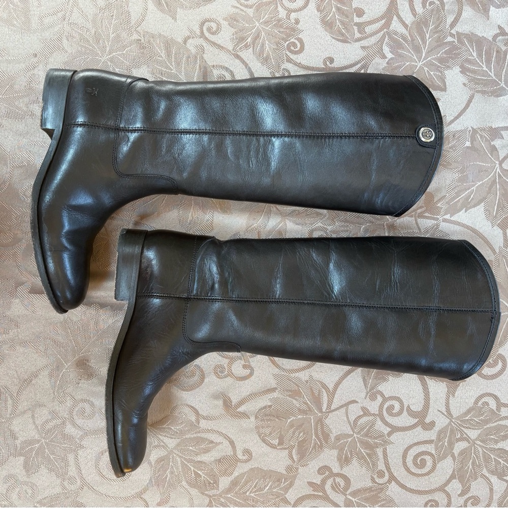 Frye Black Leather Heeled Boots